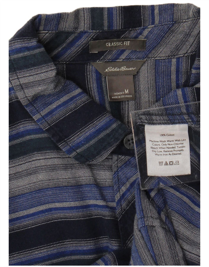EDDIE BAUER Chemise en flanelle pour femme UK 14 Bleu marine moyen rayé