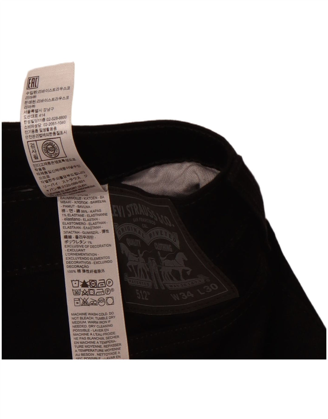 LEVI'S Jean Slim Fuselé 512 Homme W34 L25 Coton Noir