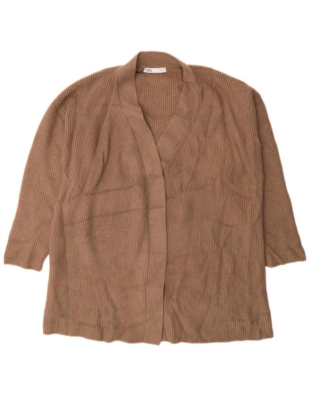 ZARA Cardigan ouvert surdimensionné pour femme UK 14 Marron moyen
