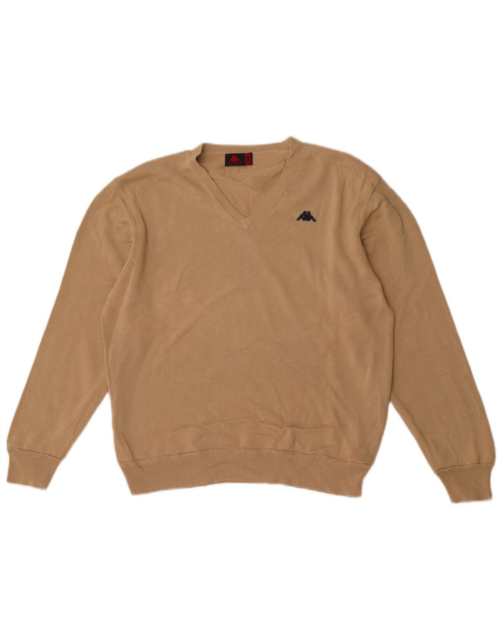 Kappa Pull Col V Homme Beige Moyen
