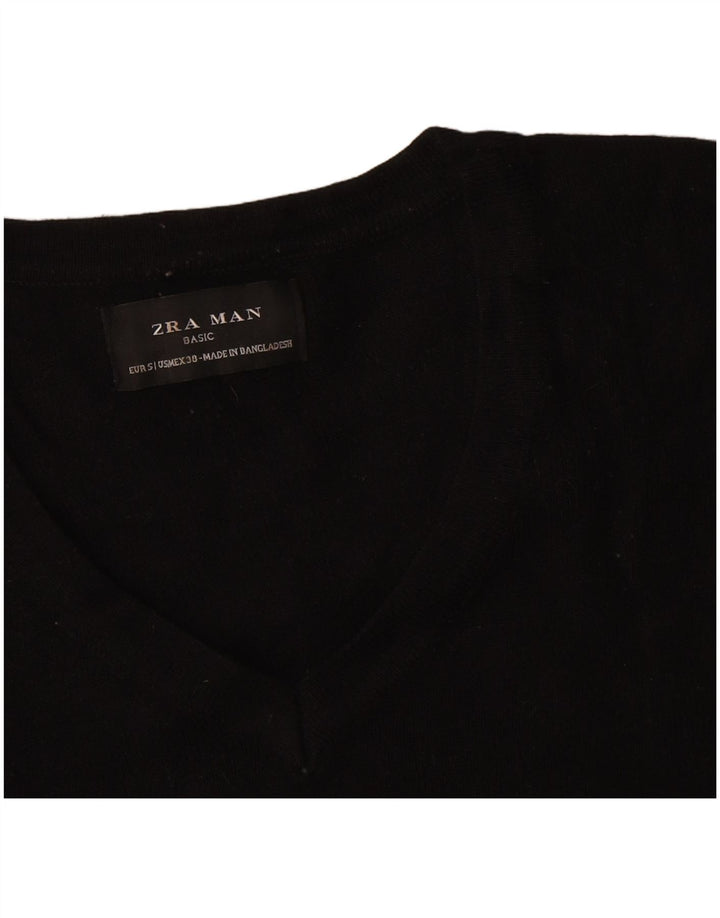 Zara Pull à col en V pour homme Petit Noir