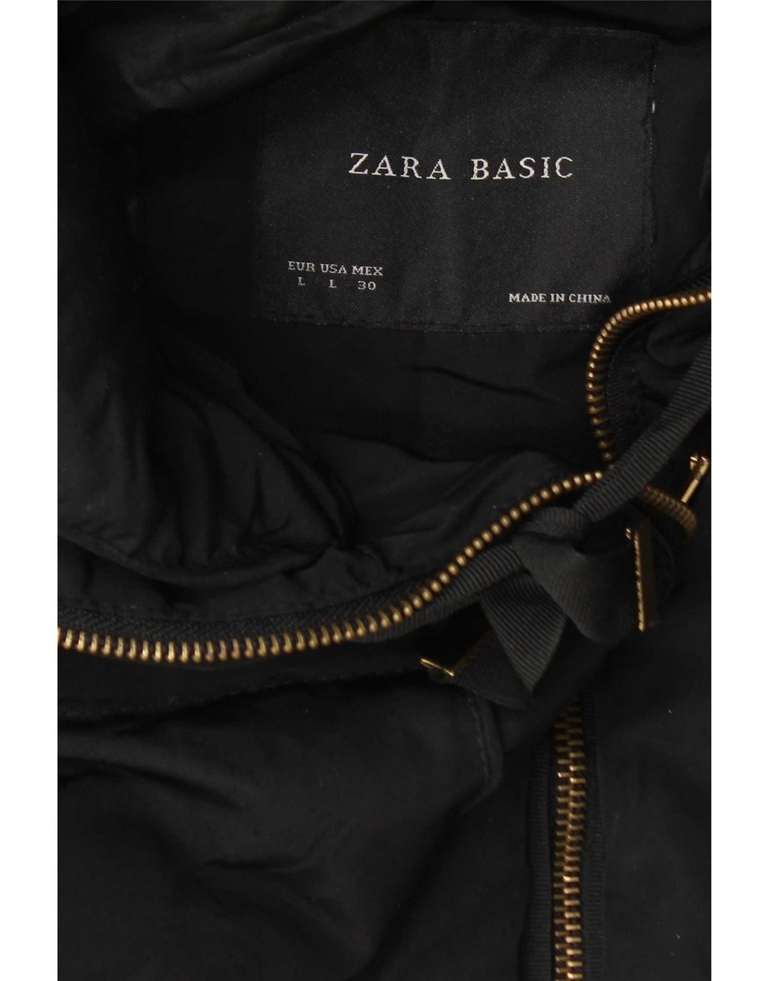 Zara Manteau matelassé à capuche pour femme UK 14 Large Noir