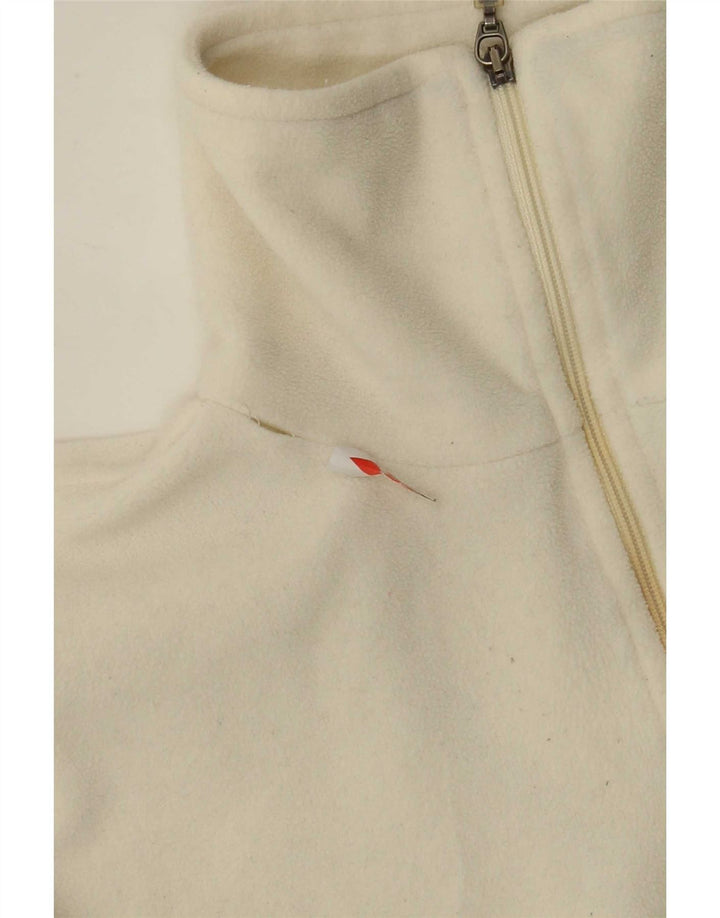 Champion Pull polaire à col zippé pour homme Large en polyester blanc cassé
