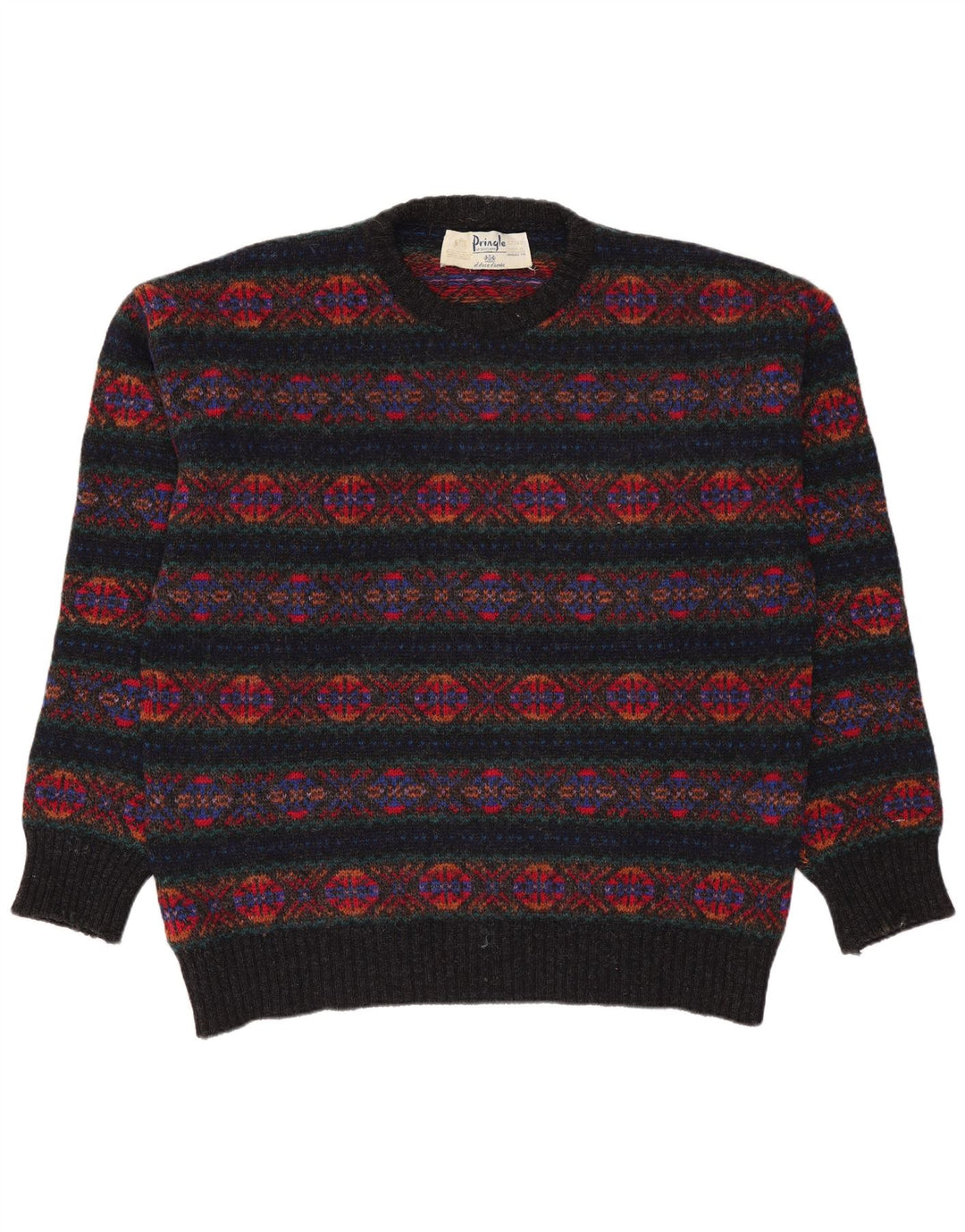 Pringle Pull à col rond pour homme Taille 42 Grand Fair Isle multicolore