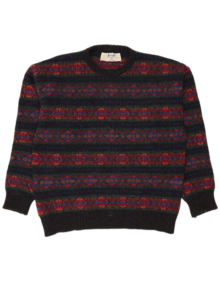 Pringle Pull à col rond pour homme Taille 42 Grand Fair Isle multicolore