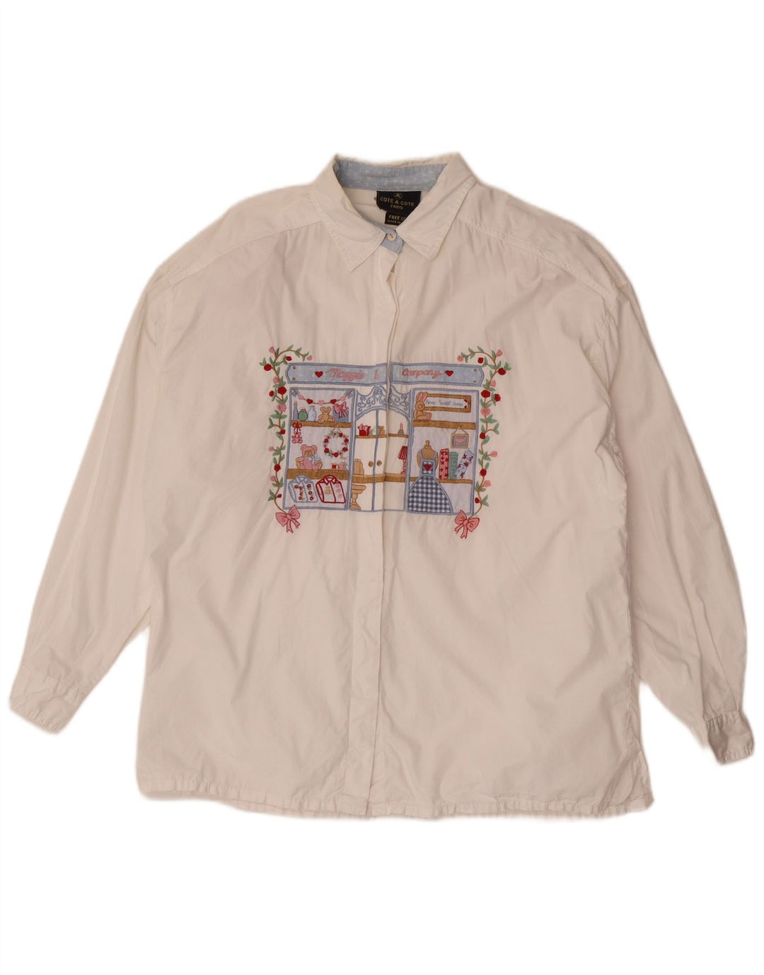 Cote A Chemise graphique pour femme Taille unique Blanc Floral Coton