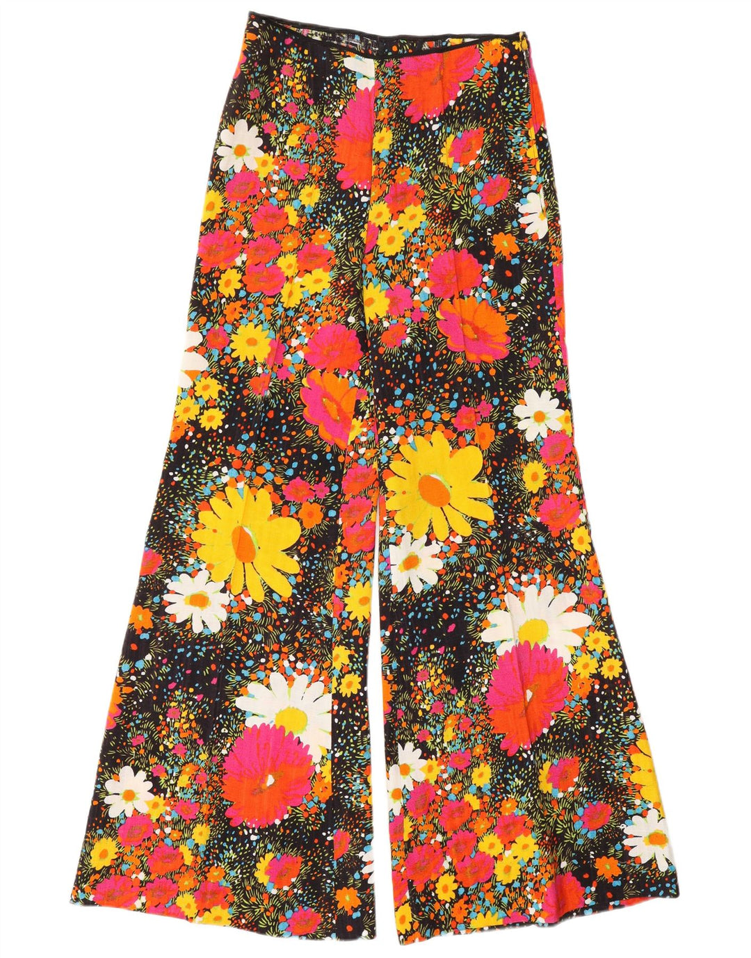 VINTAGE Pantalon décontracté taille haute pour femme W26 L31 Floral multicolore