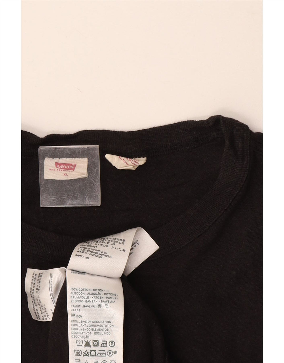 LEVI'S T-Shirt Femme UK 18 XL Noir Coton