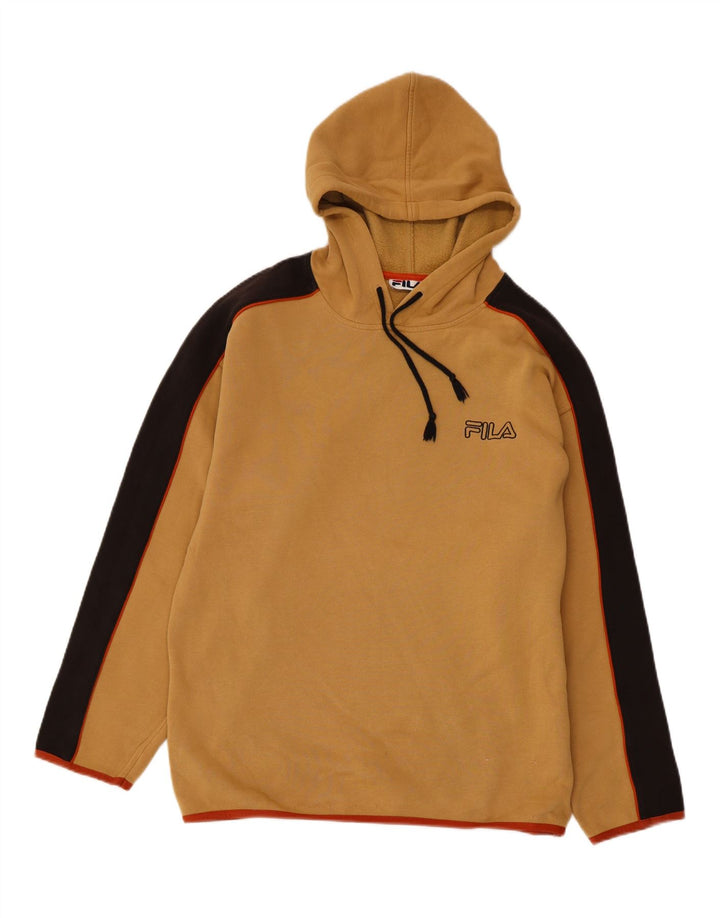 FILA Pull à capuche en coton color block beige moyen pour homme