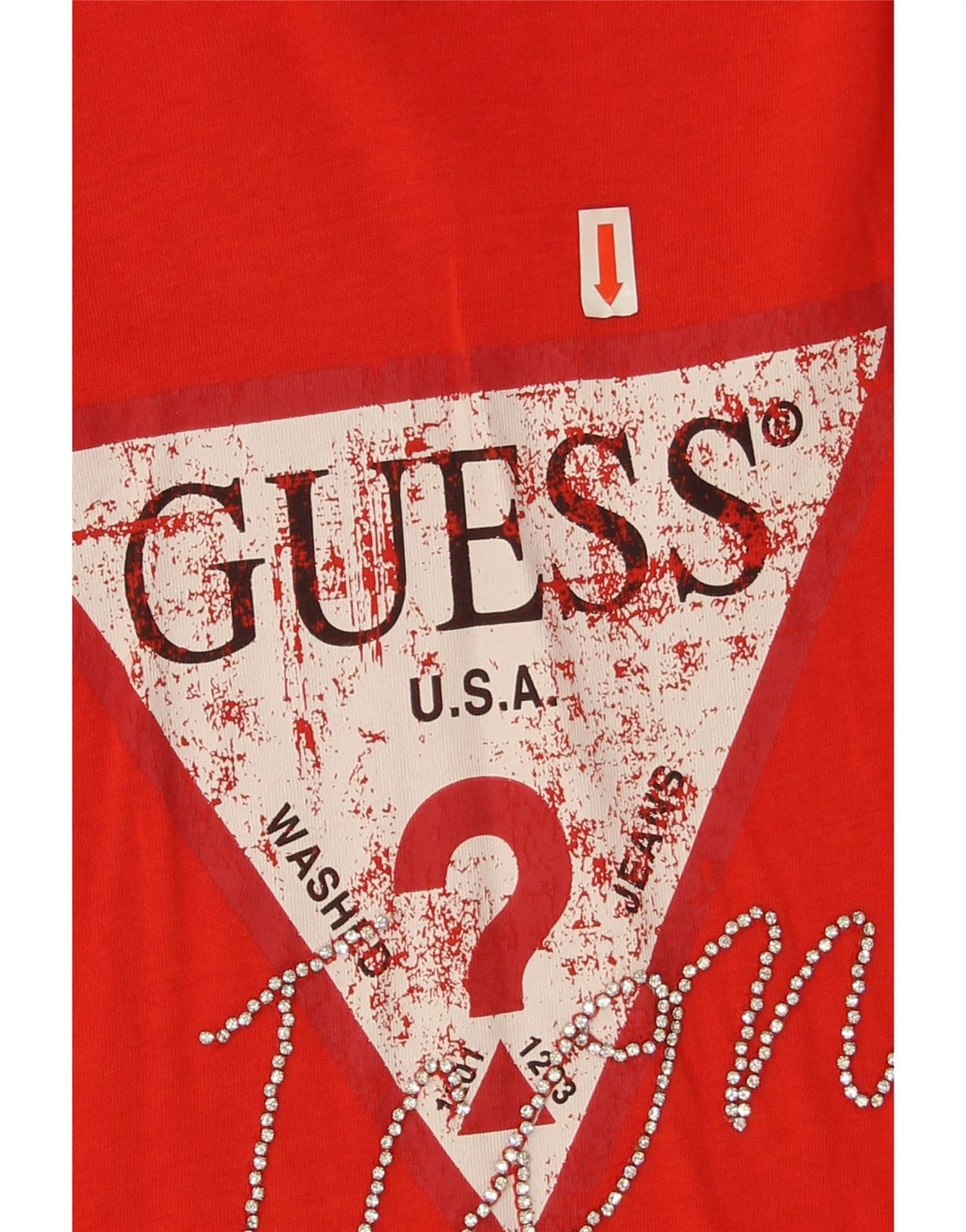 Guess Haut graphique à manches longues pour femme UK 10 Petit Rouge Coton