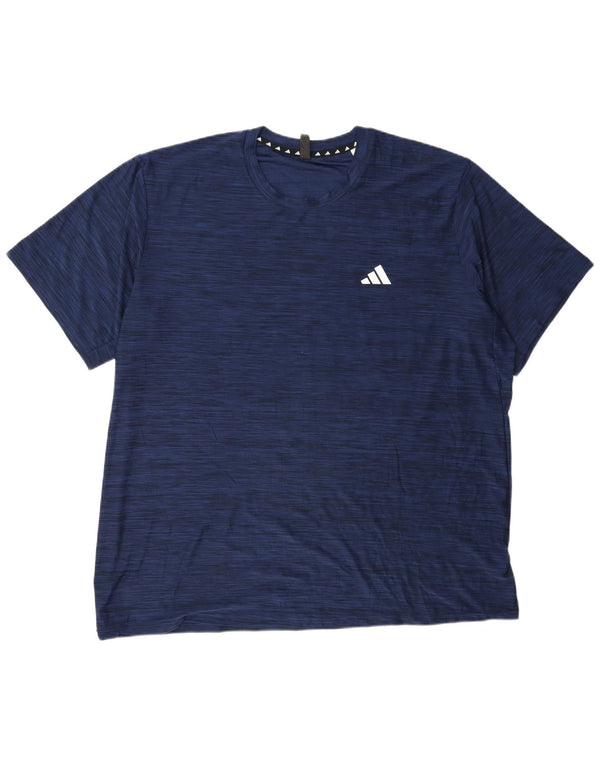 Adidas Hommes Aeroready T-Shirt Top 2XL Bleu Marine Moucheté Polyester