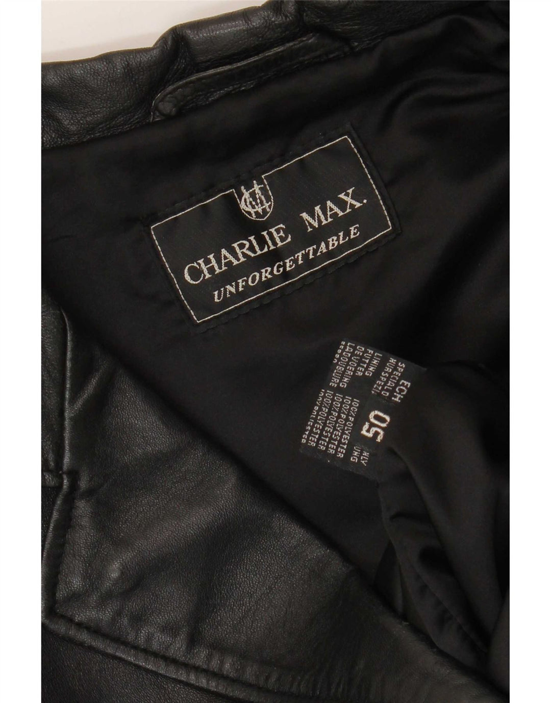 vintage Homme 3 Boutons Veste Blazer En Cuir IT 50 Grand Noir