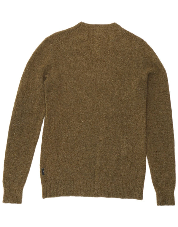 Ted Baker Pull graphique à col rond pour homme Taille 2 Petite laine kaki
