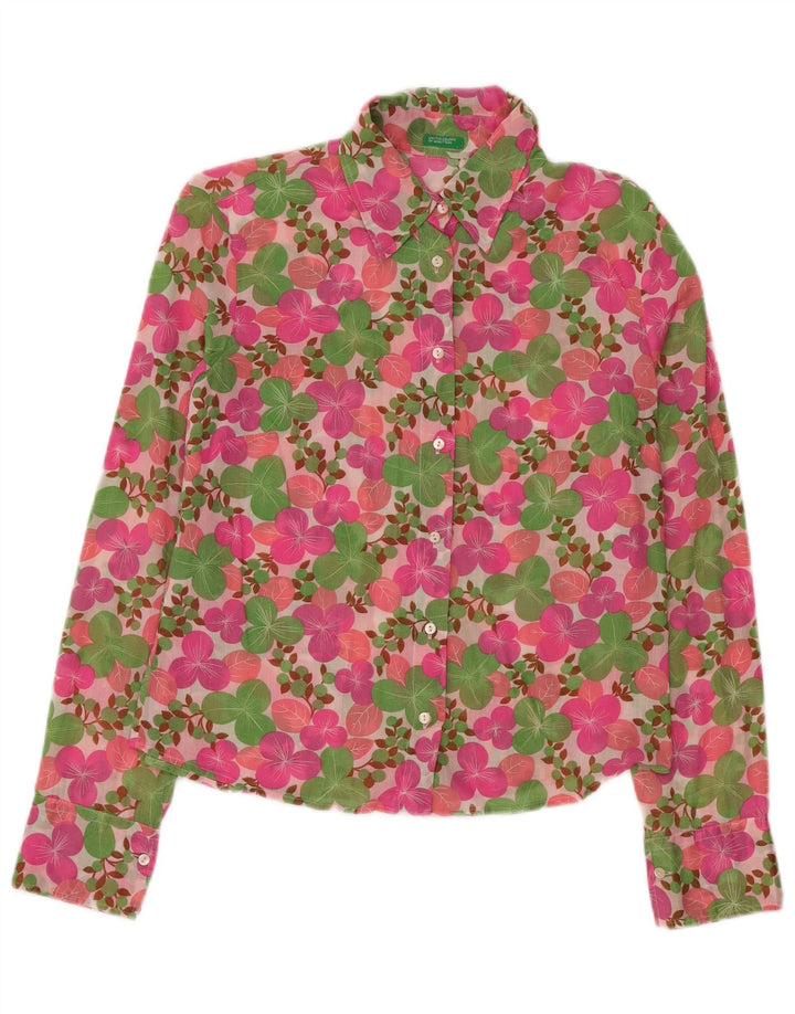 Benetton Chemise Femme UK 14 Rose Moyen Floral