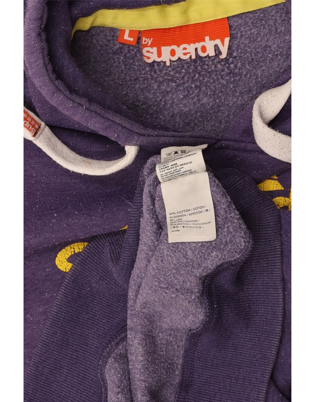 SUPERDRY Pull à capuche graphique pour femme UK 14 Large Violet Coton