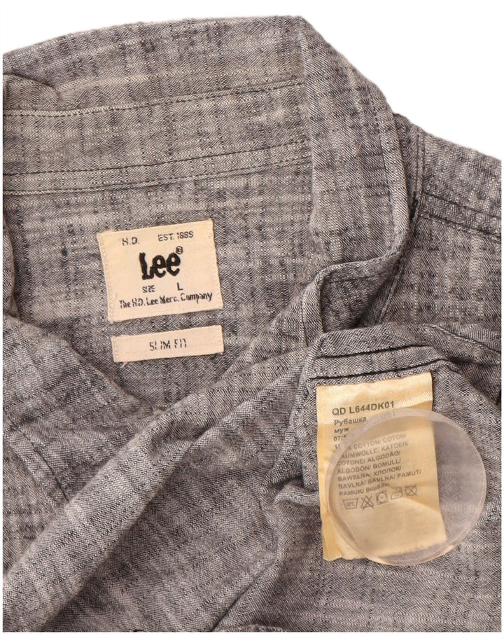 Lee Chemise Slim Fit en Flanelle pour Homme en Coton Chiné Gris Large