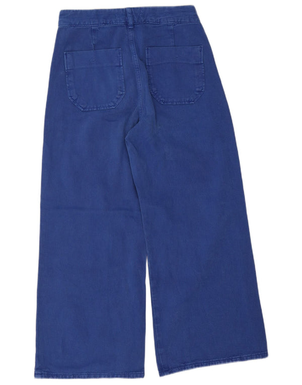 Zara Jean court taille haute jambe large pour femme EU 38 Small W28 L24 Bleu