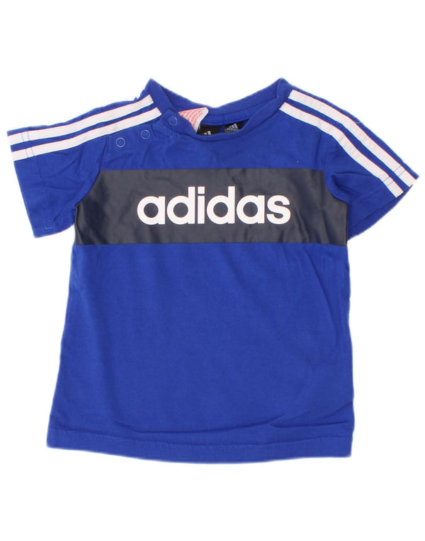 Adidas T-shirt graphique pour bébé garçon 9-12 mois en coton color block bleu