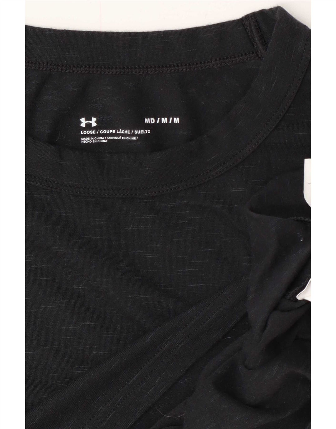 Under Armour Haut court à manches longues pour femme UK 44 Coton noir moyen