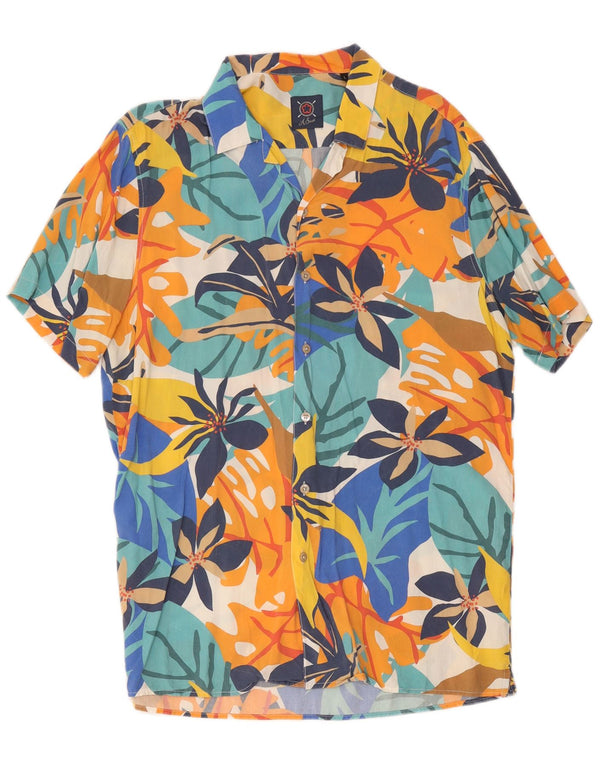 Chemise à manches courtes vintage pour hommes grande viscose florale multicolore