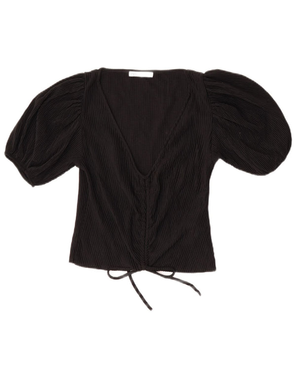 Zara Womens Crop Blouse Top UK 8 Petit Noir Polyester