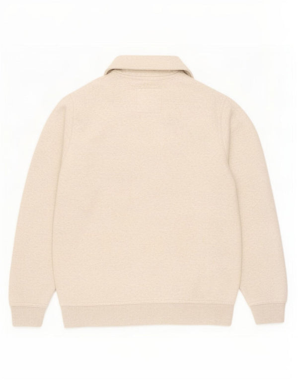 Crew Clothing Sweat-shirt col zippé pour homme en coton moucheté beige moyen