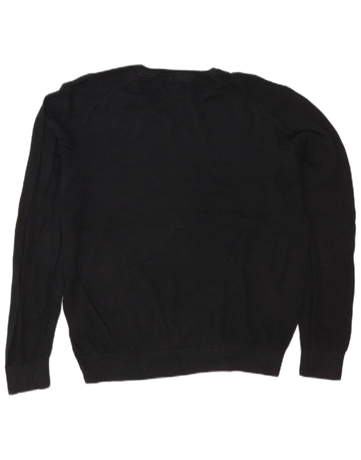 Marks & Spencer Pull coupe classique à col en V pour homme Taille L en coton noir