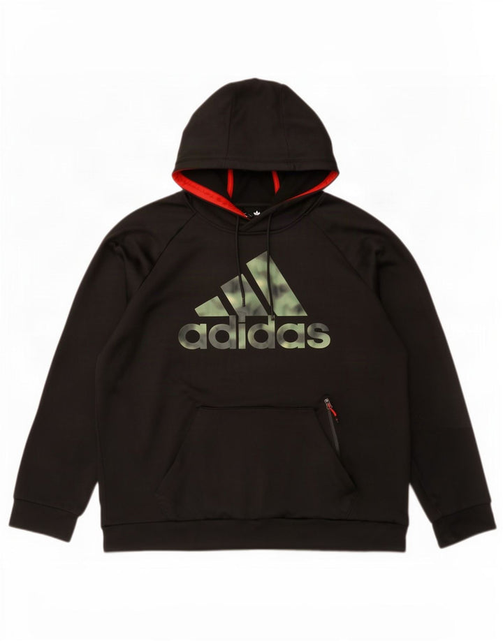 Adidas Pull à capuche graphique pour homme XL Noir Polyester