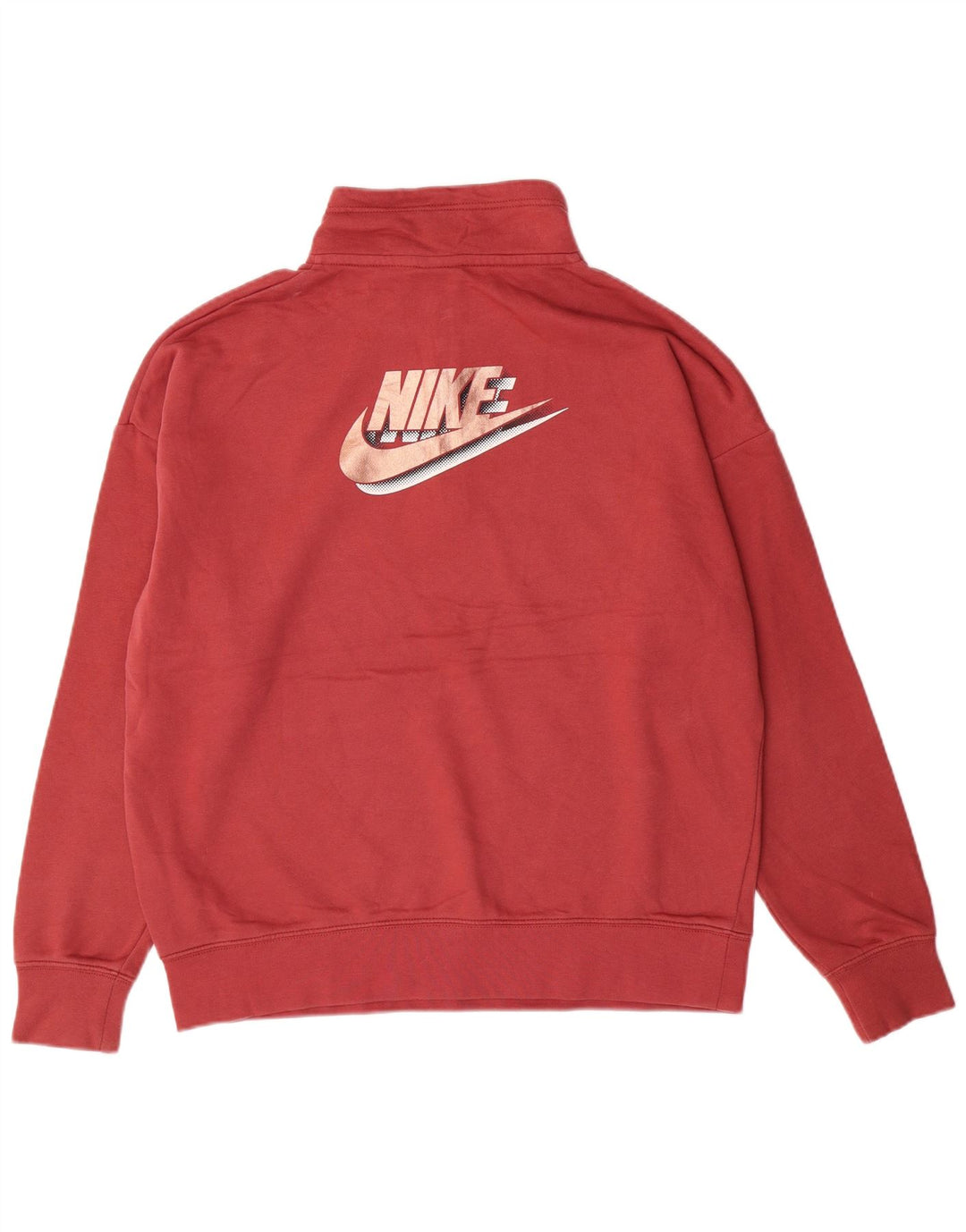 NIKE Sweat-shirt surdimensionné à col zippé pour femme UK 10 Petit Rose