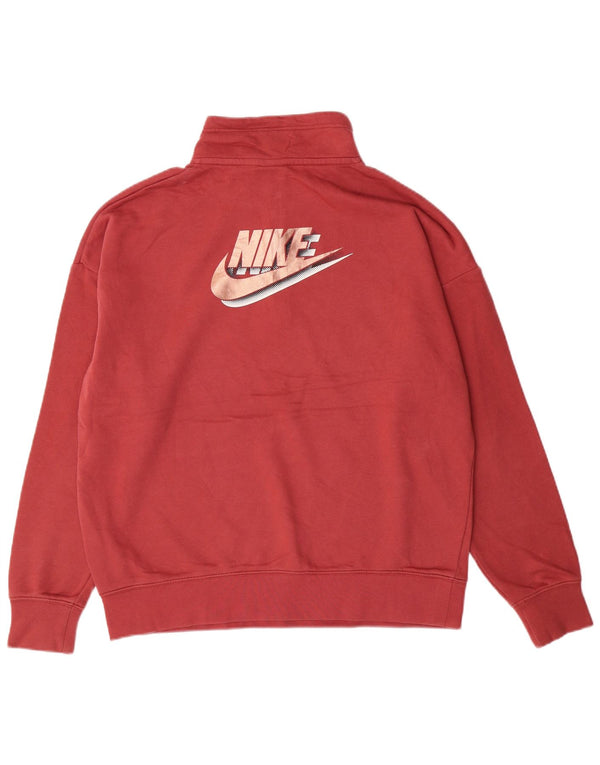 NIKE Sweat-shirt surdimensionné à col zippé pour femme UK 10 Petit Rose