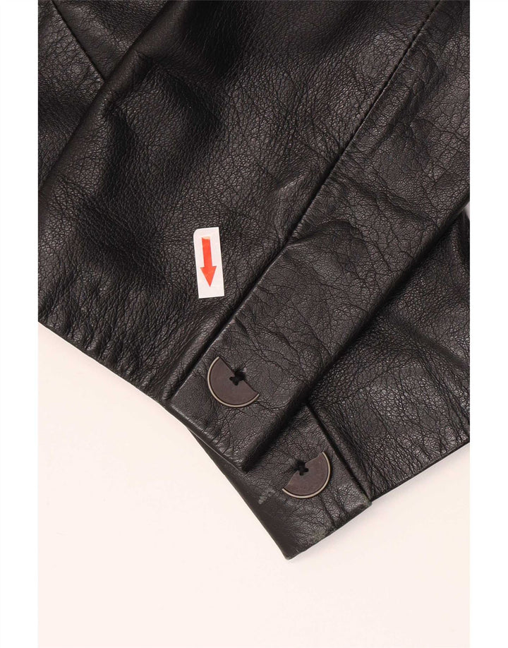 Madeleine Veste en cuir double boutonnage pour femme UK 12 Medium Noir