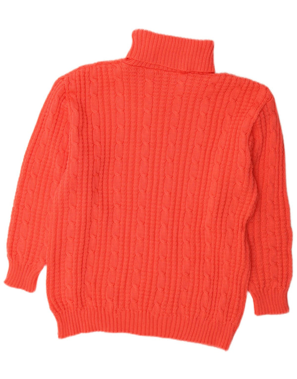 vintage Femmes Roll Neck Jumper Pull UK 16 Grand Rouge