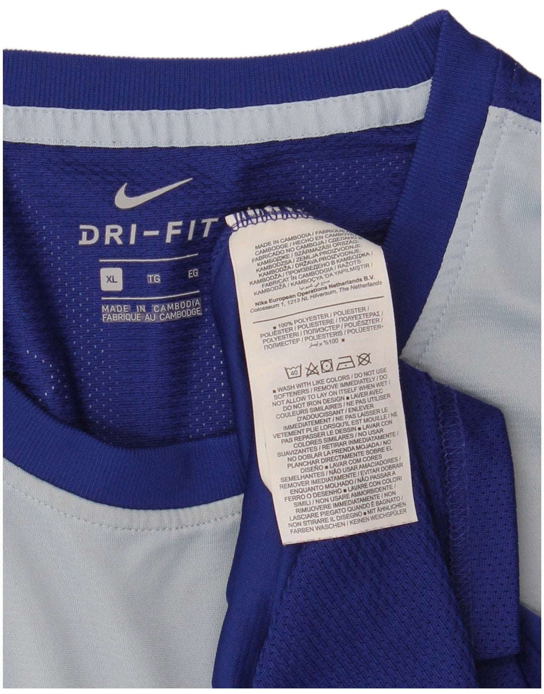 Nike T-shirt Dri Fit pour homme XL Bleu Colorblock Polyester