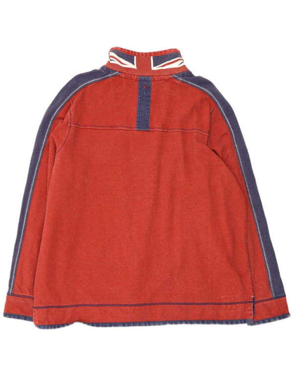 Fat Face Sweat-shirt col zippé pour homme en coton color block rouge 2XL