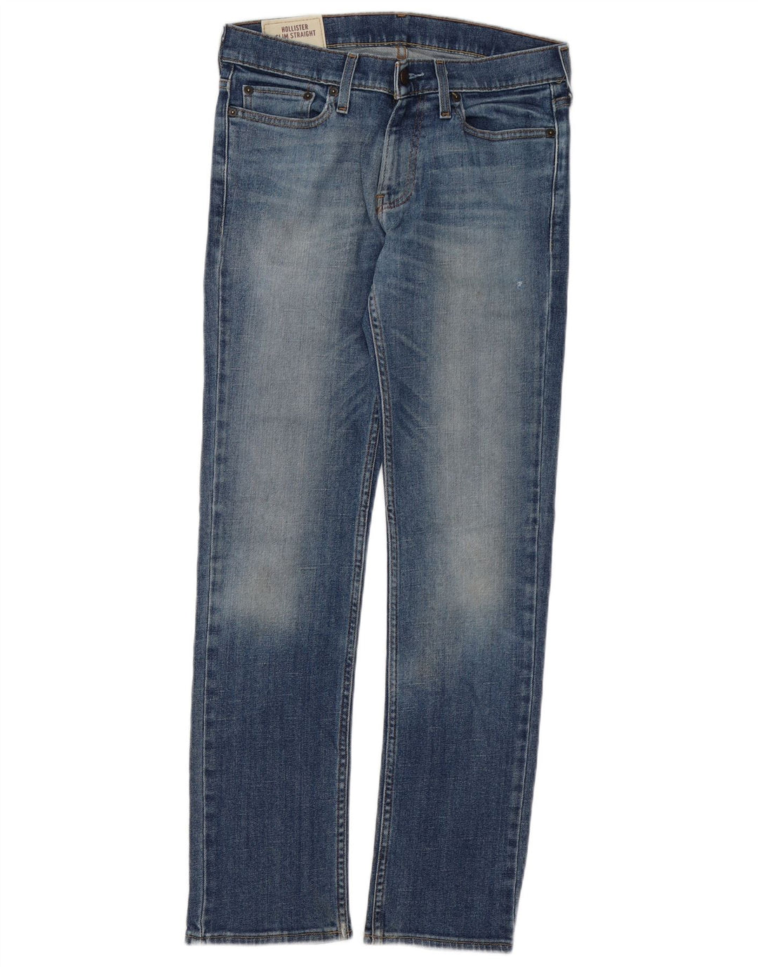 HOLLISTER Jean Slim Droit Femme W29 L32 Bleu Coton