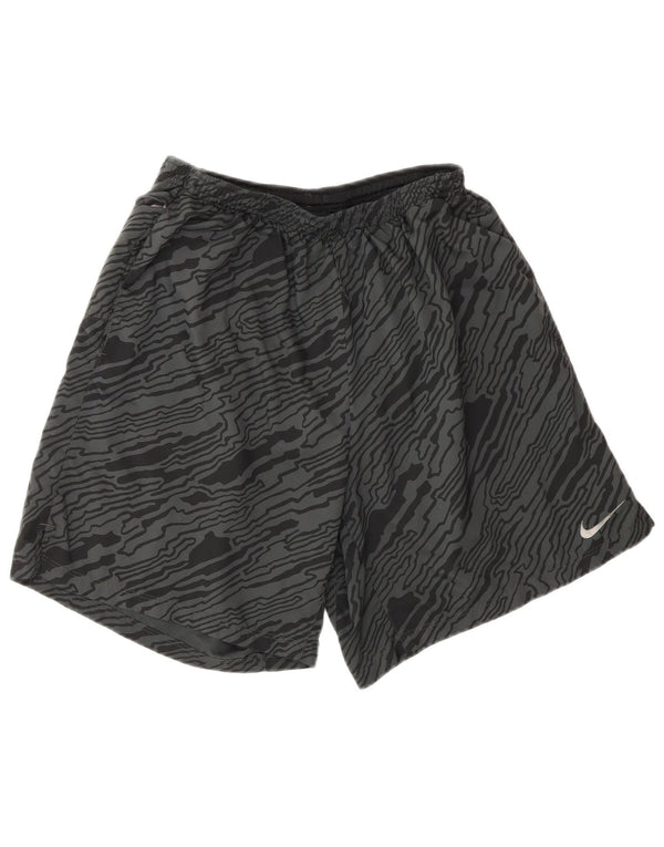 NIKE Short de sport Dri Fit pour hommes à motif abstrait, grand, gris, polyester