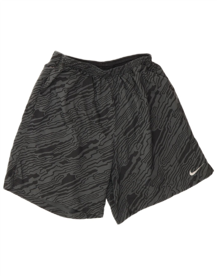 NIKE Short de sport Dri Fit pour hommes à motif abstrait, grand, gris, polyester