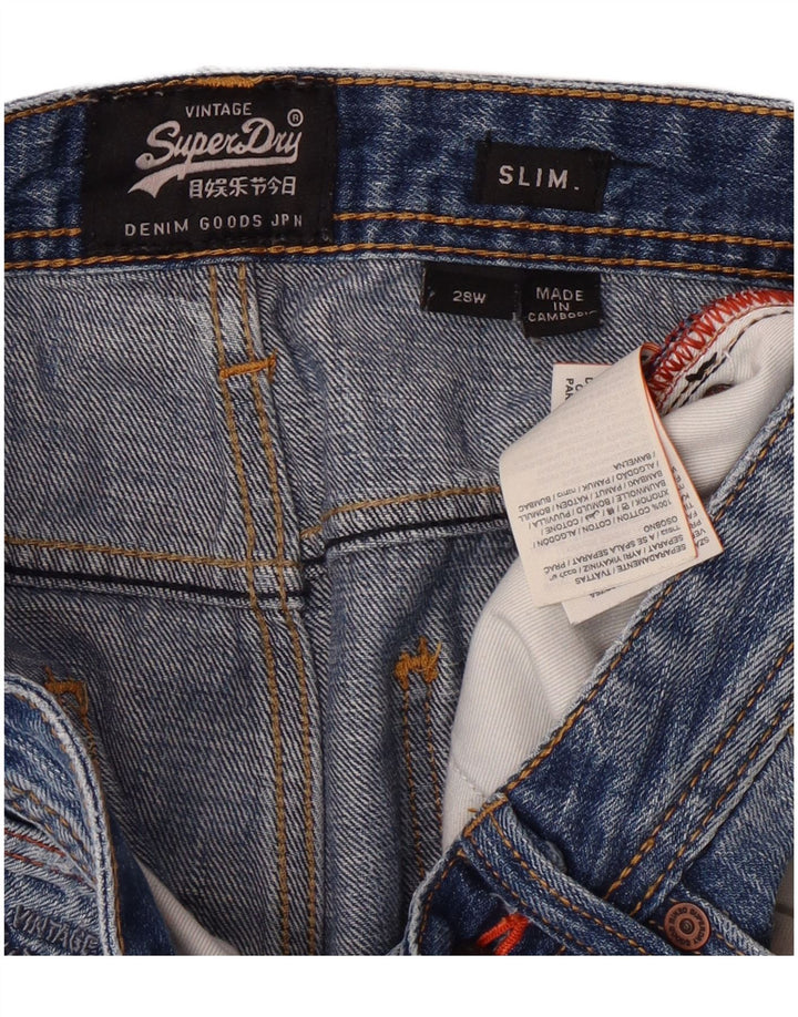 SUPERDRY Short en jean slim effet vieilli W28 bleu moyen en coton pour homme