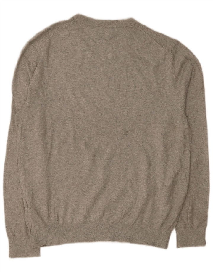 Nautica Pull Col V Homme Gris Moyen Coton