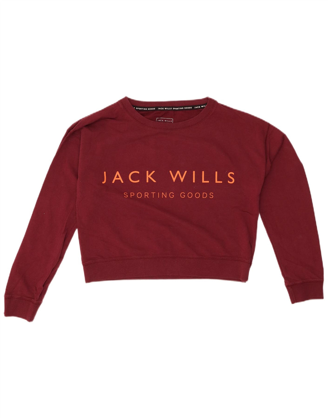 JACK WILLS Sweat-shirt court surdimensionné pour femme UK 8 Small Maroon