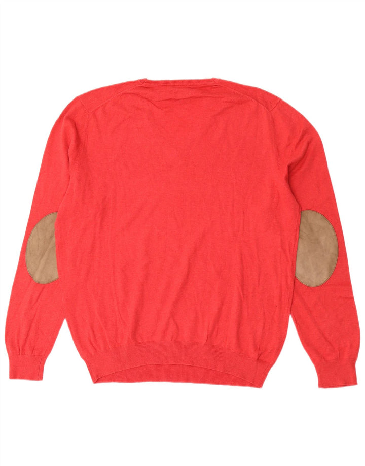 Massimo Dutti Pull col V pour homme en coton rouge Taille L