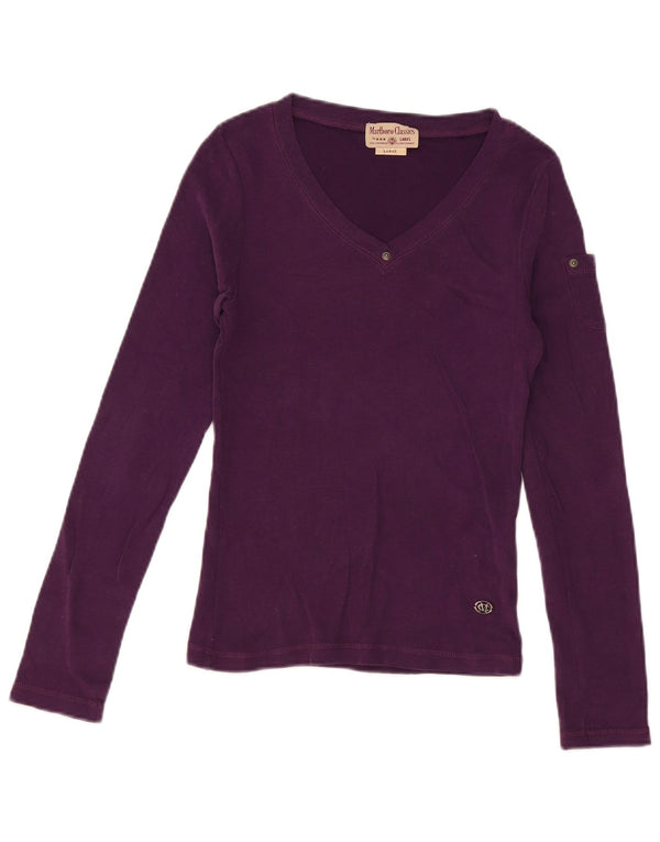 Marlboro Classics Haut à manches longues pour femme UK 14 Large Violet Coton
