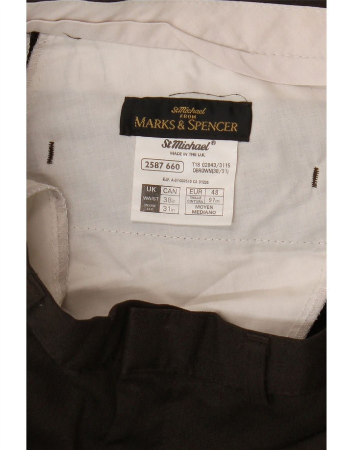 Marks & Spencer Pantalon décontracté fuselé pour homme W38 L31 Marron Polyester