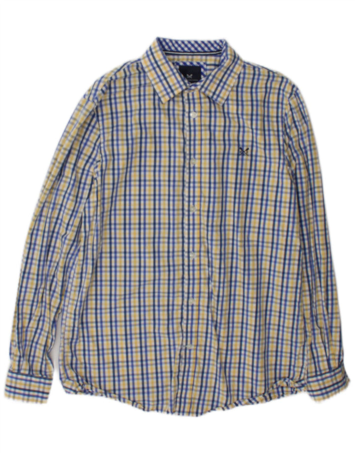 Crew Clothing Chemise classique pour homme en coton à carreaux bleu moyen