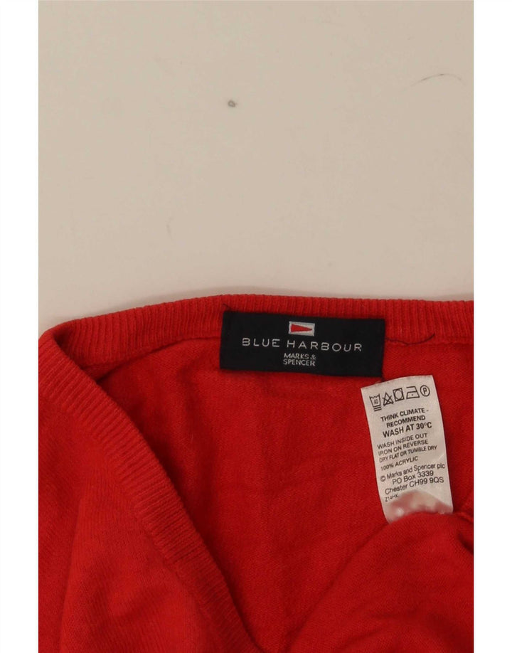 Marks & Spencer Pull à col en V Blue Harbour pour hommes, grand rouge, acrylique