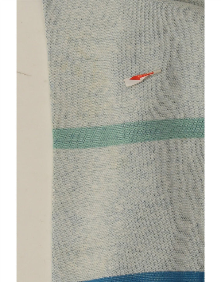 vintage Mens Polo Neck Jumper Pull Moyen Vert Rayé