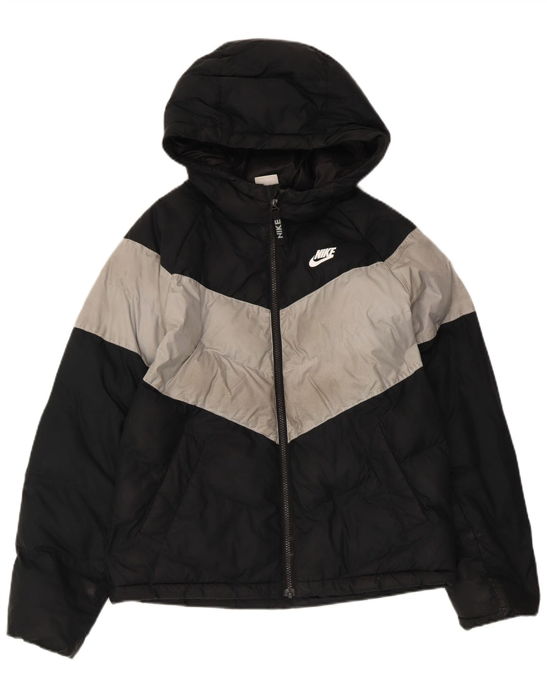 Nike Veste matelassée à capuche pour garçon 12-13 ans Large Noir Colourblock