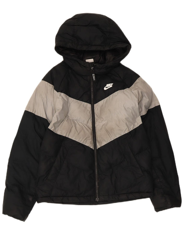 Nike Veste matelassée à capuche pour garçon 12-13 ans Large Noir Colourblock