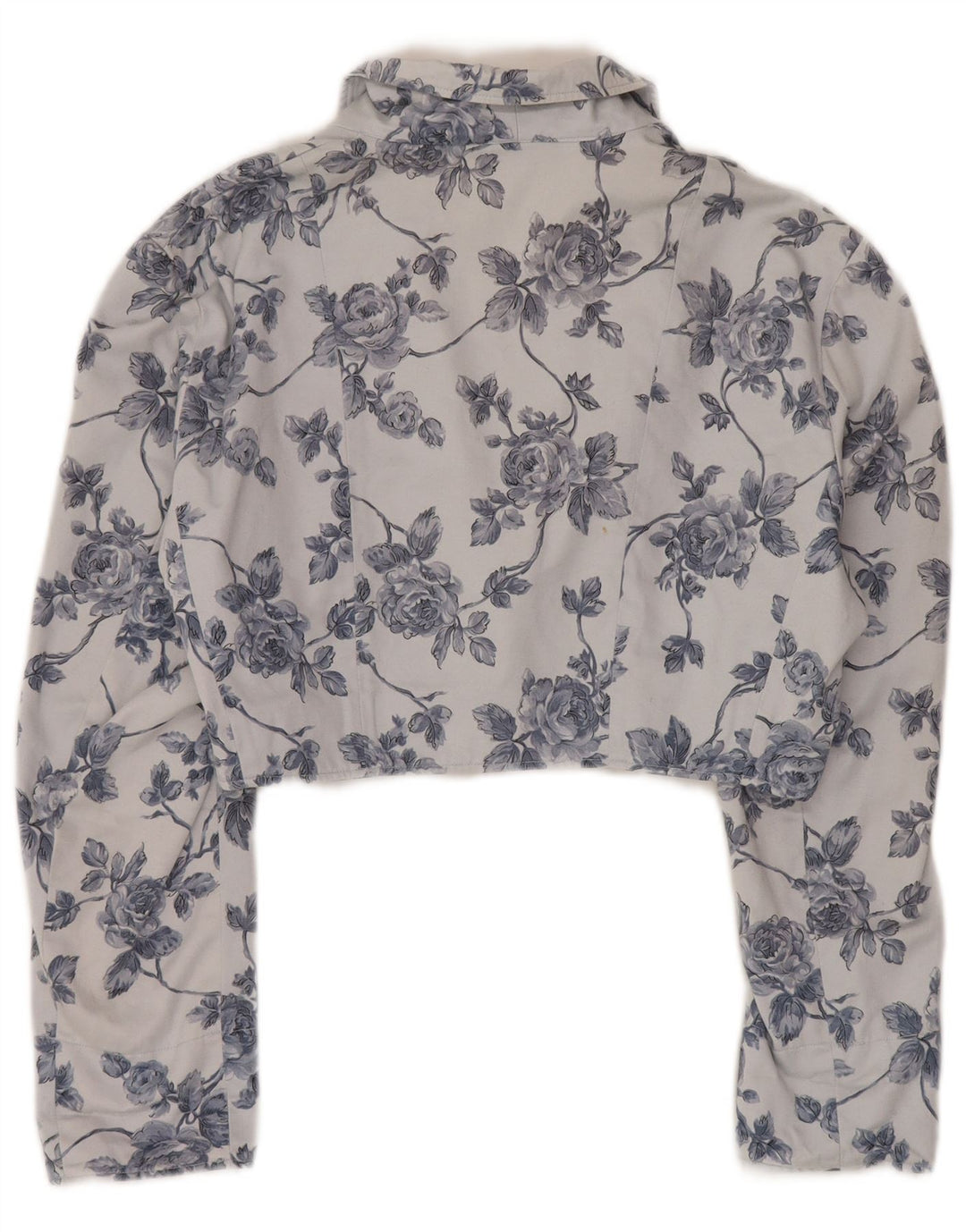 vintage Femmes 1 Bouton Boléro Veste UK 14 Moyen Bleu Floral