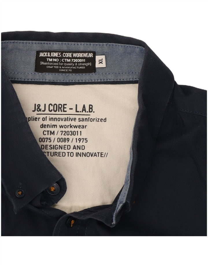JACK & JONES Mens Workwear Shirt XL Navy Blue Cotton